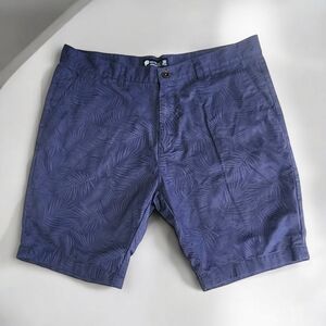 Netplay Shorts Mens 38" Blue Palm Leaves Flat Front Cotton Heritage Workwear